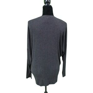Cabi Sweater MED Charcoal Gray Asymmetric Hem Long Dolman Sl Stretch Comfort
